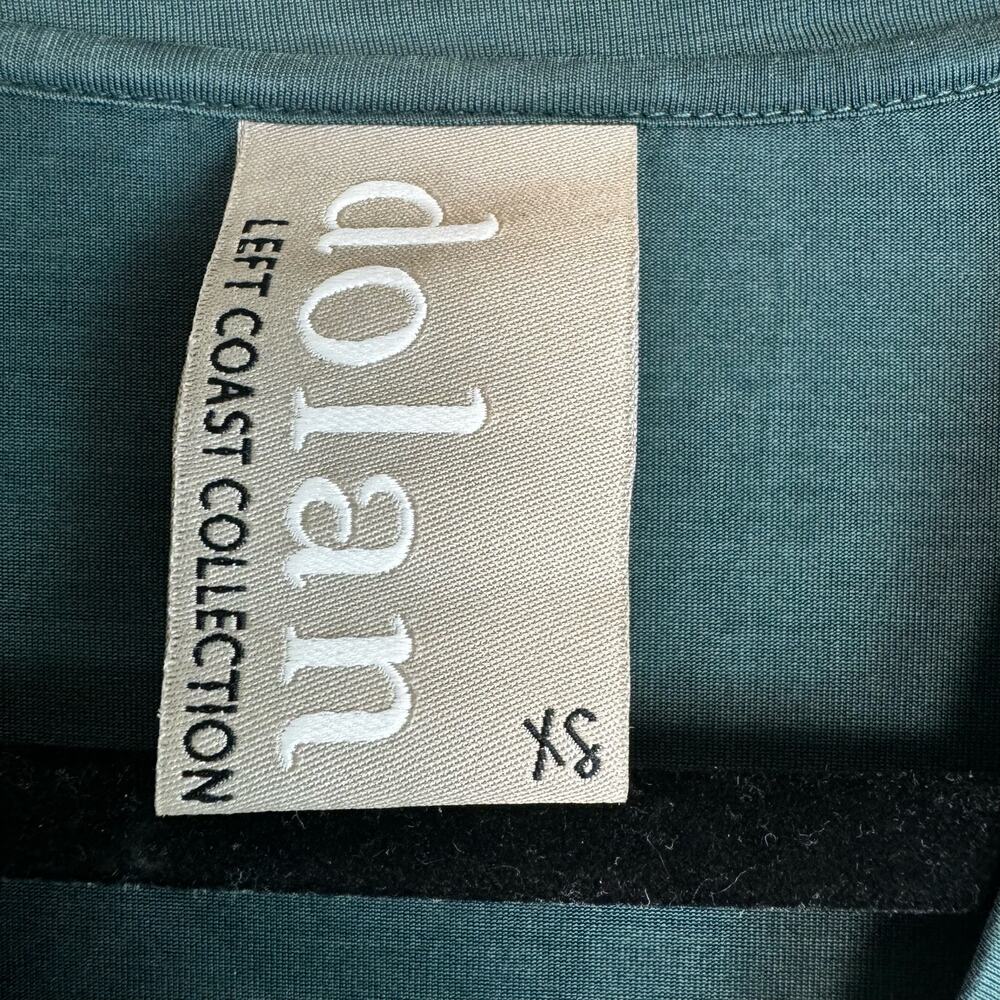 Dolan Left Coast Anthropologie Cupro High Low V-Neck 3/4 Sleeve Green Dress XS - Picture 3 of 11